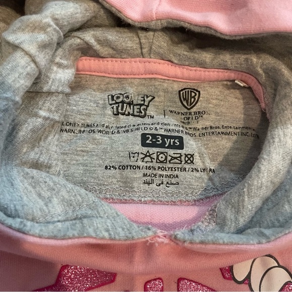 Warner Bros. World Abu Dubai Kids Girl’s Pink Hoodie with Bugs Bunny 2T 3T - Picture 6 of 7